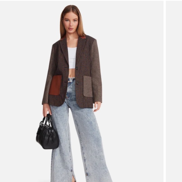 Steve Madden Kelly mixed media blazer - Picture 2 of 12